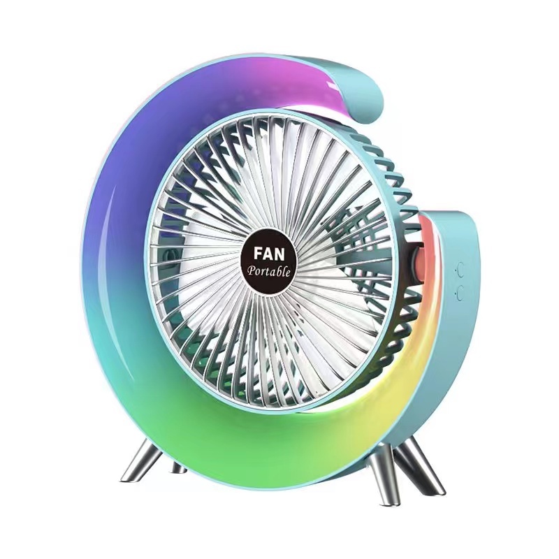 7 Renkli Led Masaüstü Vantilatör Ev Yurt Ofis Hava Sirkülasyonu Elektrikli Taşınabilir Fan